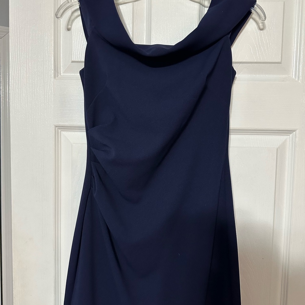 Vince Camuto Off Shoulder Crepe Flounced Cocktail Dress - Picture 2 of 15